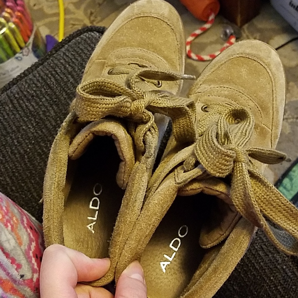 Suede Aldo Wedge Sneakers - Picture 4 of 6